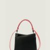 Borse Lara Bellini A Mano | Vela Mini - Black And Amaranto Top Handle Bag