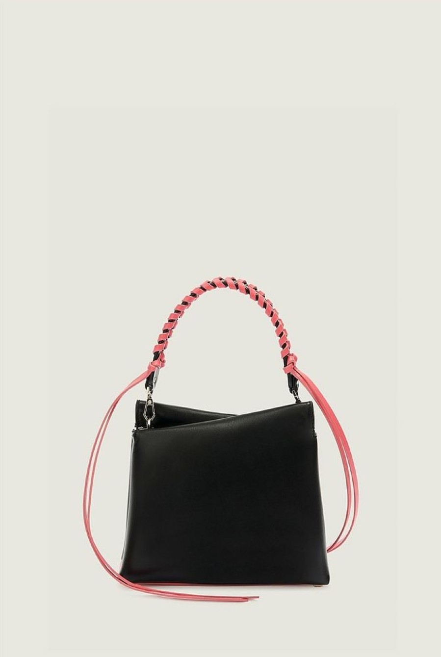 Borse Lara Bellini A Mano | Vela Mini - Black And Amaranto Top Handle Bag