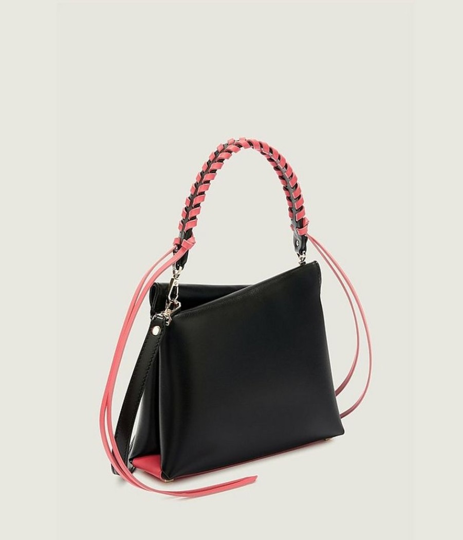 Borse Lara Bellini A Mano | Vela Mini - Black And Amaranto Top Handle Bag