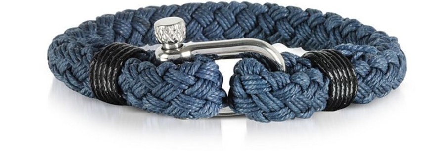 Gioielli Forzieri Gioielli Uomo | Braccialetto Da Uomo In Corda Blu Navy