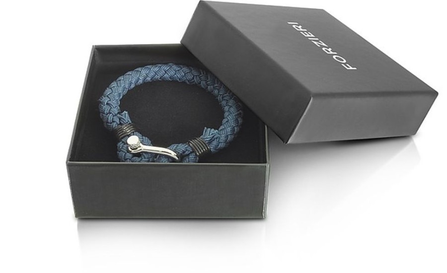 Gioielli Forzieri Gioielli Uomo | Braccialetto Da Uomo In Corda Blu Navy