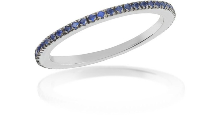 Gioielli Forzieri Fine Jewelry | Eternity Anello In Oro Bianco 18K Con Diamanti Di Zaffiro Blu Notte