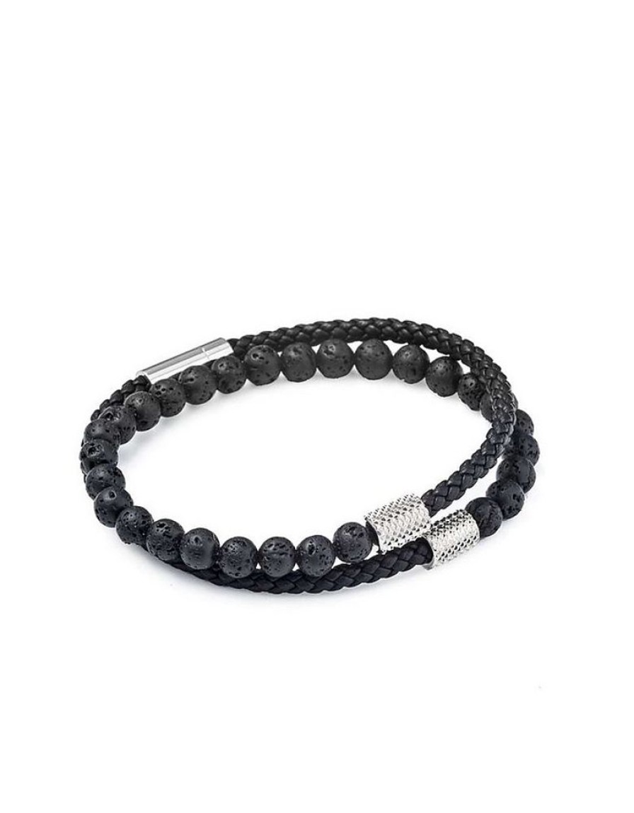 Gioielli Mon Art Gioielli Uomo | Black Beads Wrap Men'S Bracelet