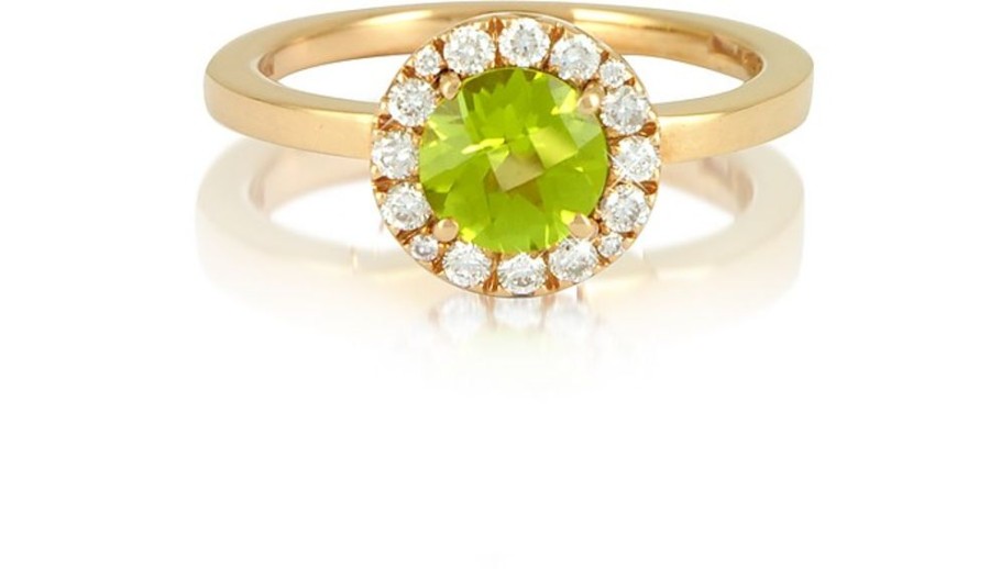 Gioielli Forzieri Fine Jewelry | Anello In Oro Giallo Con Peridoto E Diamanti 0.22 Ct