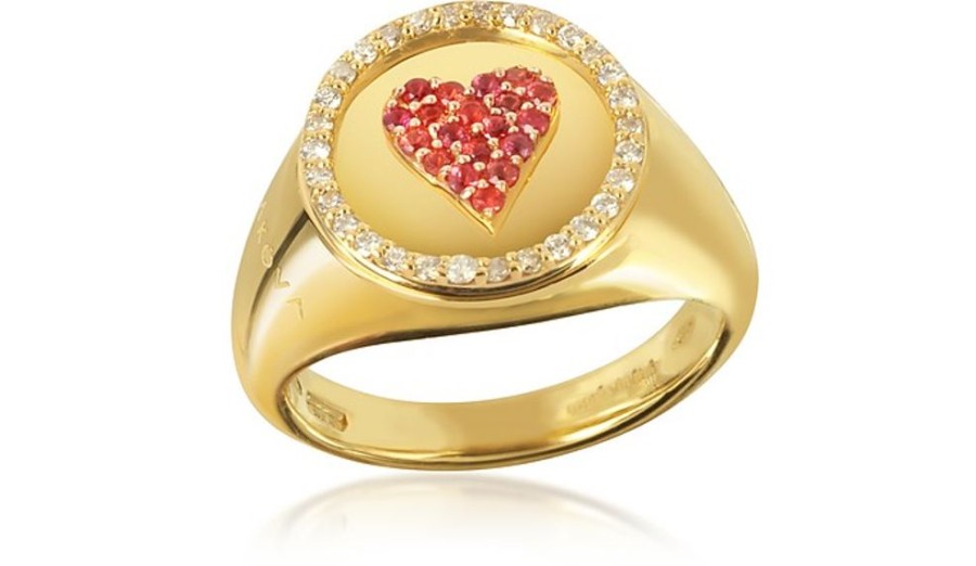 Gioielli Makova Jewelry Fine Jewelry | Queen Of Hearts Pinkie Anello In Oro 18K E Diamanti