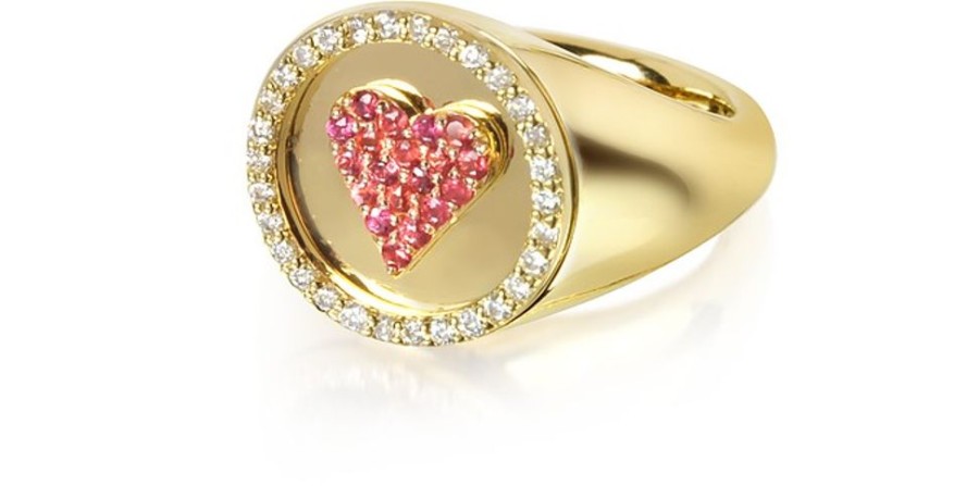 Gioielli Makova Jewelry Fine Jewelry | Queen Of Hearts Pinkie Anello In Oro 18K E Diamanti