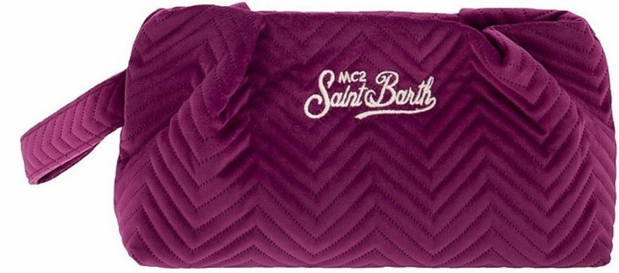 Borse Saint Barth Mc2 Clutch & Mini | Quilted Velvet Clutch Bag