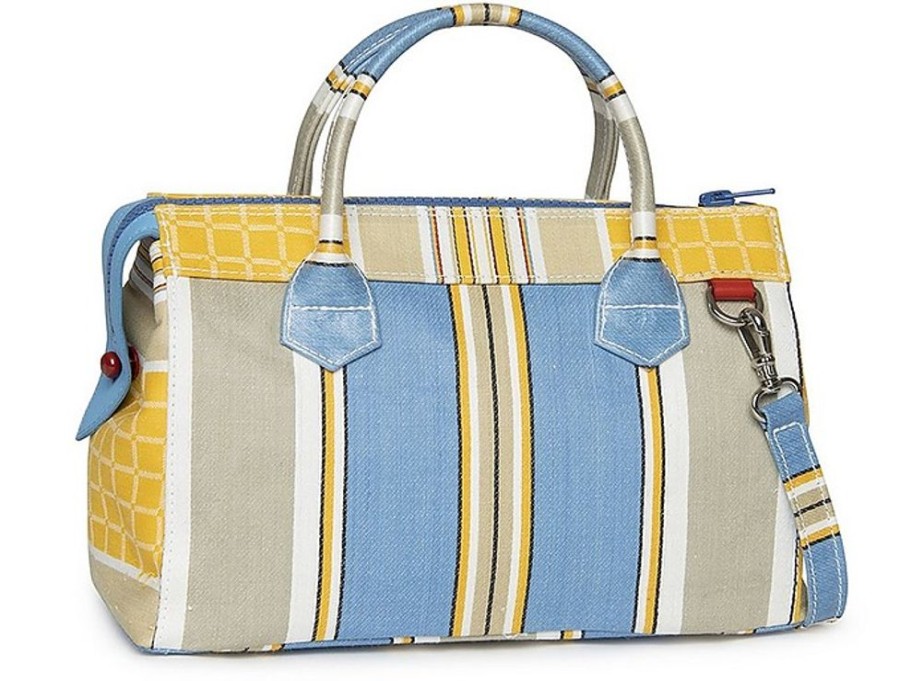 Borse MyBestys by Cristina Casta�er A Mano | Mini Cri Blue Boat Canvas Bag