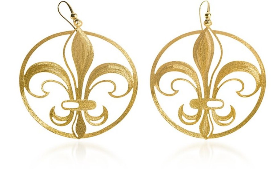 Gioielli Stefano Patriarchi Contemporary Jewelry | Etched Golden Silver Large Giglio Earrings