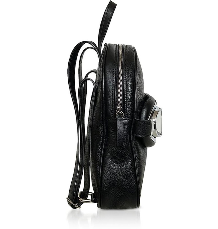 Borse Poshead Zaino | Black Leather Small Poshback Steam Backpack