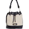 Borse Laura Ashley Bucket | Black And Ivory Raffia Bucket Bag