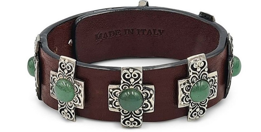 Gioielli Bulganeri Contemporary Jewelry | Agate Stone, Sterling Silver And Red Leather Bracelet