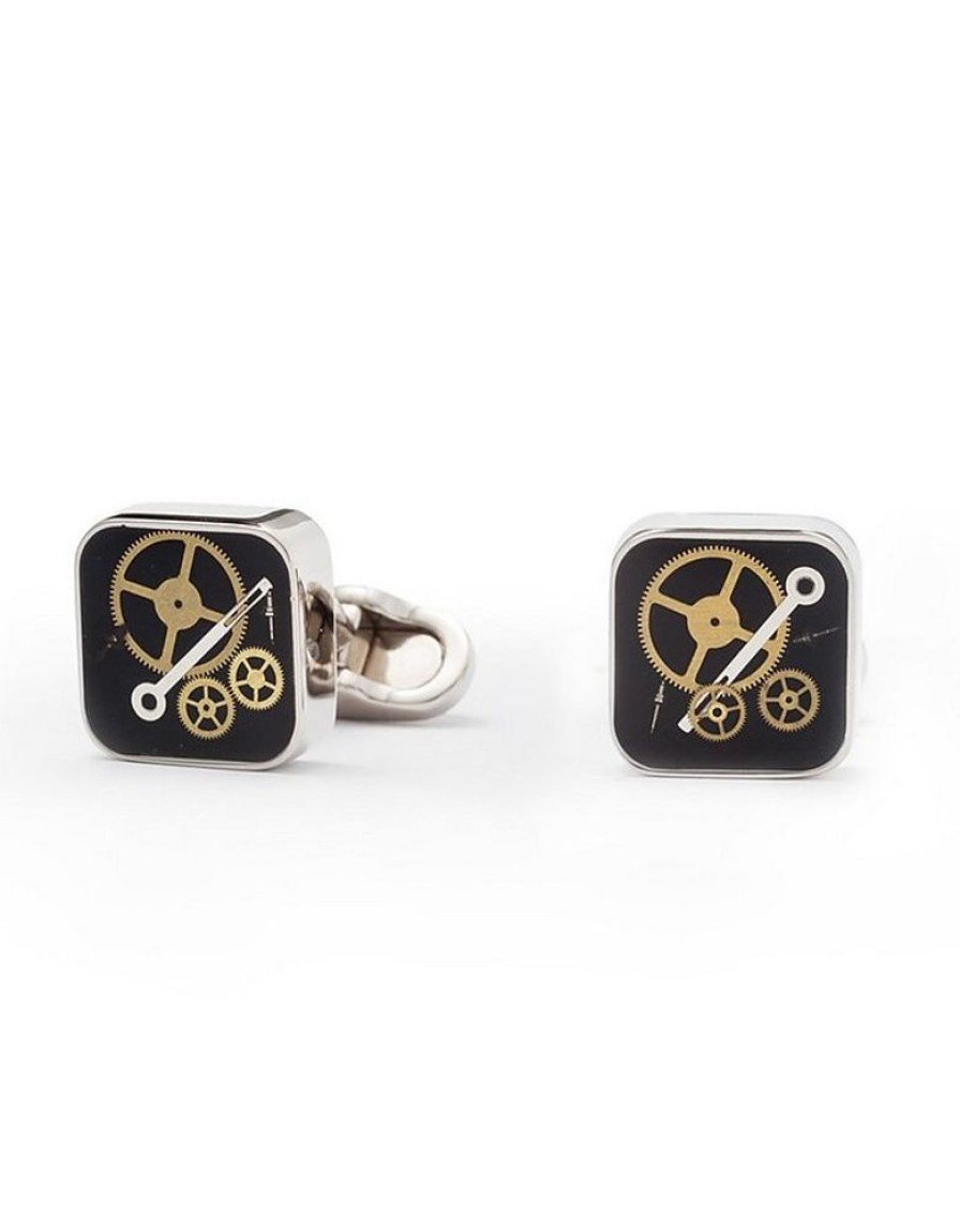 Gioielli Mon Art Gioielli Uomo | Squared Cufflinks W/Clock Gears