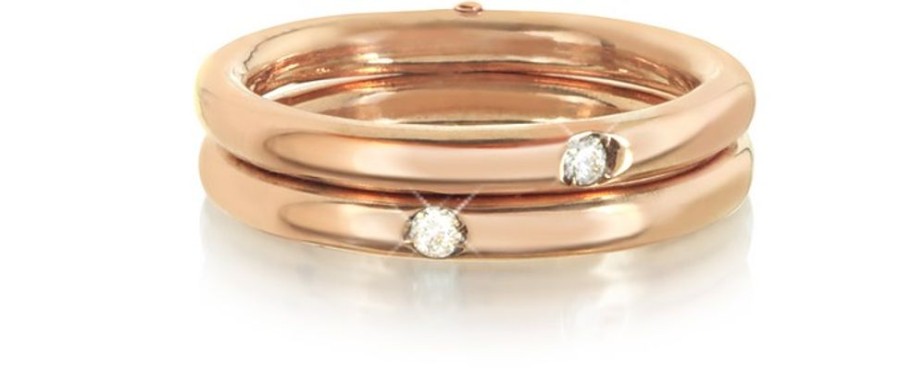 Gioielli Bernard Delettrez Fine Jewelry | Anello Doppio In Oro Rosa 18 Ct E Diamanti