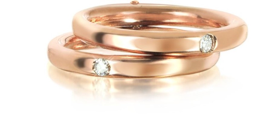 Gioielli Bernard Delettrez Fine Jewelry | Anello Doppio In Oro Rosa 18 Ct E Diamanti