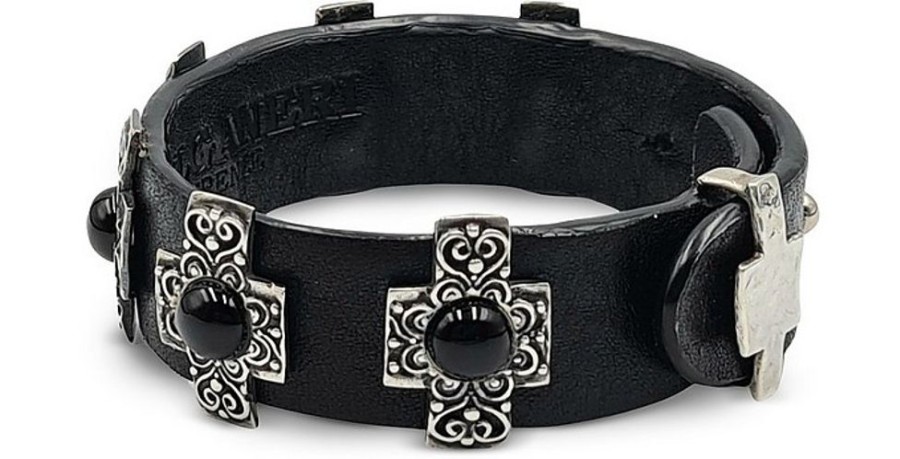 Gioielli Bulganeri Gioielli Uomo | Onyx, Sterling Silver And Leather Bracelet