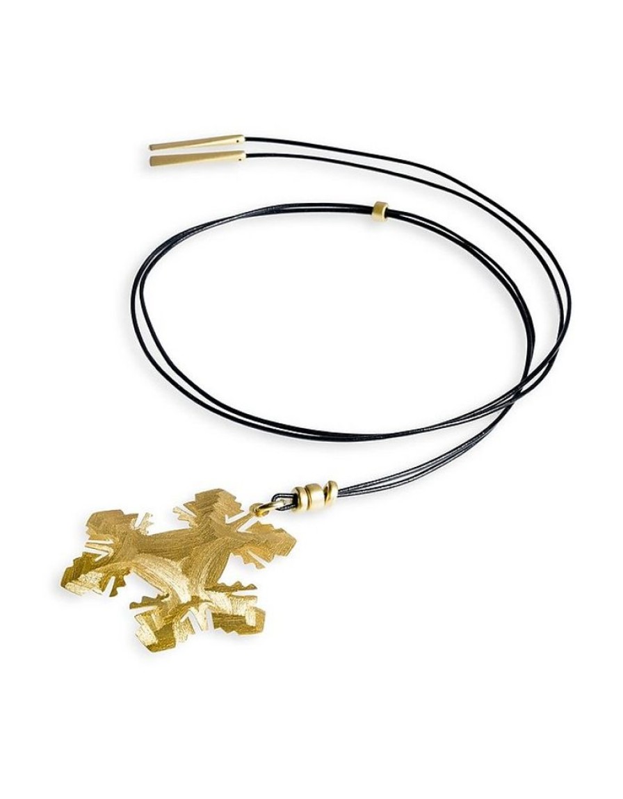 Gioielli Stefano Patriarchi Contemporary Jewelry | Ice Etched Golden Silver Long Necklace