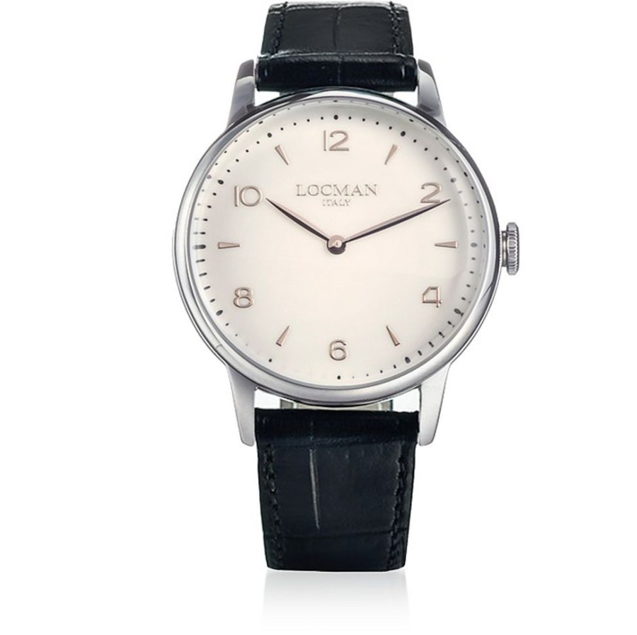 Gioielli Locman Orologi Uomo | 1960 Three Hands Quartz Stainless Steel White Dial Men'S Watch W/Leather Strap