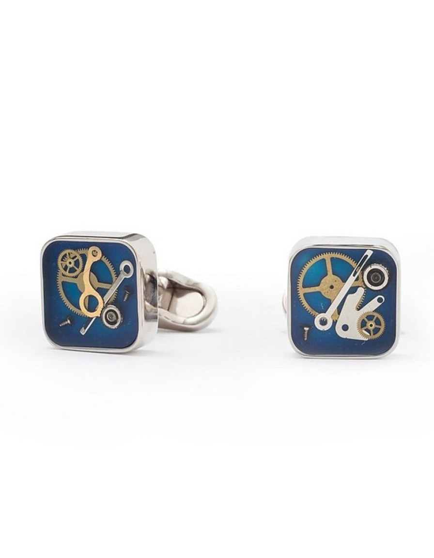 Gioielli Mon Art Gioielli Uomo | Squared Cufflinks W/Clock Gears