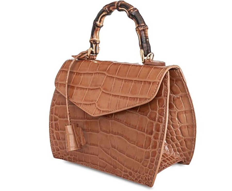 Borse Buti Exotics | Cocco Embossed Leather Medium Satchel W/Bamboo Handle