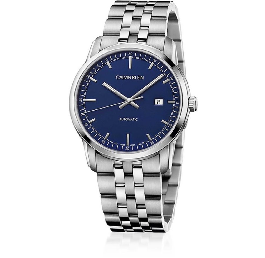 Gioielli Calvin Klein Collection Orologi Uomo | Infinite Men'S Stainless Steel Quartz Watch W/Blue Dial