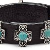 Gioielli Bulganeri Contemporary Jewelry | Turquoise Stone, Sterling Silver And Brown Leather Bracelet