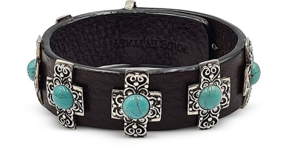 Gioielli Bulganeri Contemporary Jewelry | Turquoise Stone, Sterling Silver And Brown Leather Bracelet