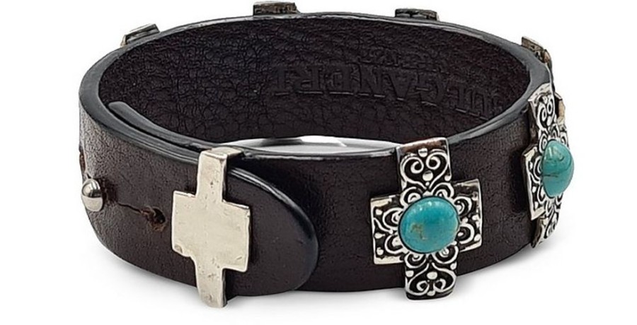 Gioielli Bulganeri Contemporary Jewelry | Turquoise Stone, Sterling Silver And Brown Leather Bracelet