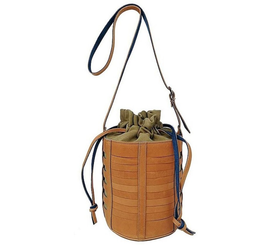 Borse Luciano Gelisio A Spalla | Secchiello Strip - Vegetable Tanned Leather Shoulders Bag