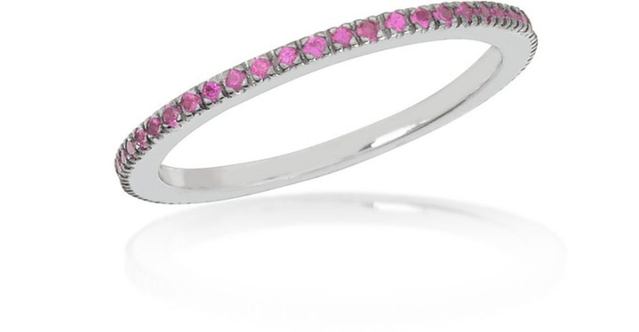 Gioielli Forzieri Fine Jewelry | Eternity Anello In Oro Bianco 18K Con Diamanti Di Zaffiro Rosa Magenta