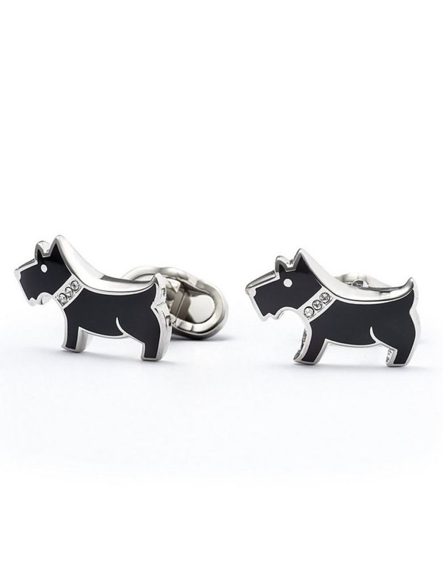 Gioielli Mon Art Gioielli Uomo | Black Enamel And Brass Men'S Dog Cufflinks