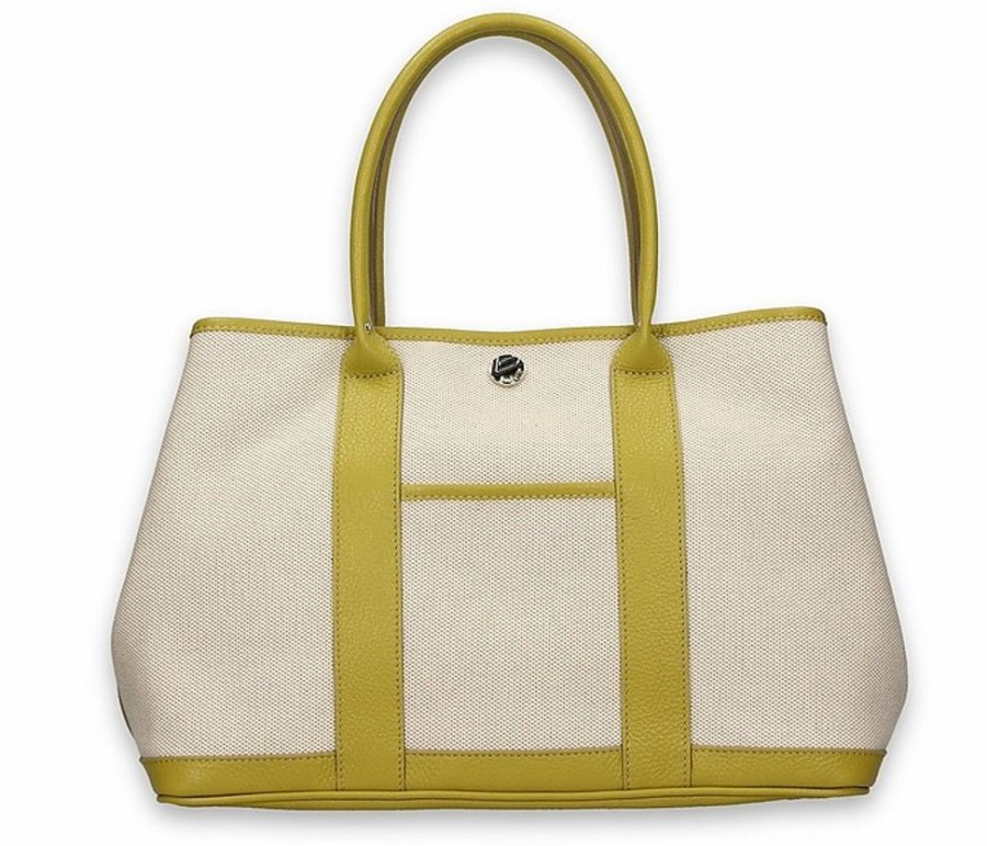 Borse Bonfanti Shopping | Marina B - Light Beige And Pistachio Green Tote Bag