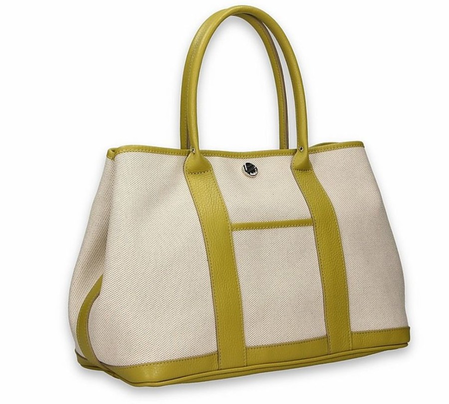 Borse Bonfanti Shopping | Marina B - Light Beige And Pistachio Green Tote Bag