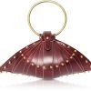 Borse Una Burke Clutch & Mini | Shell Bag In Pelle Bordeaux Con Borchie