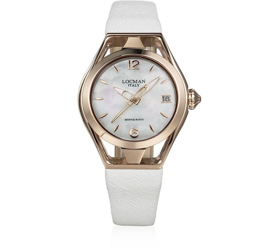 Gioielli Locman Orologi Donna | Montecristo Rose Gold Tone Stainless Steel Women'S Three W/Embossed Leather Strap