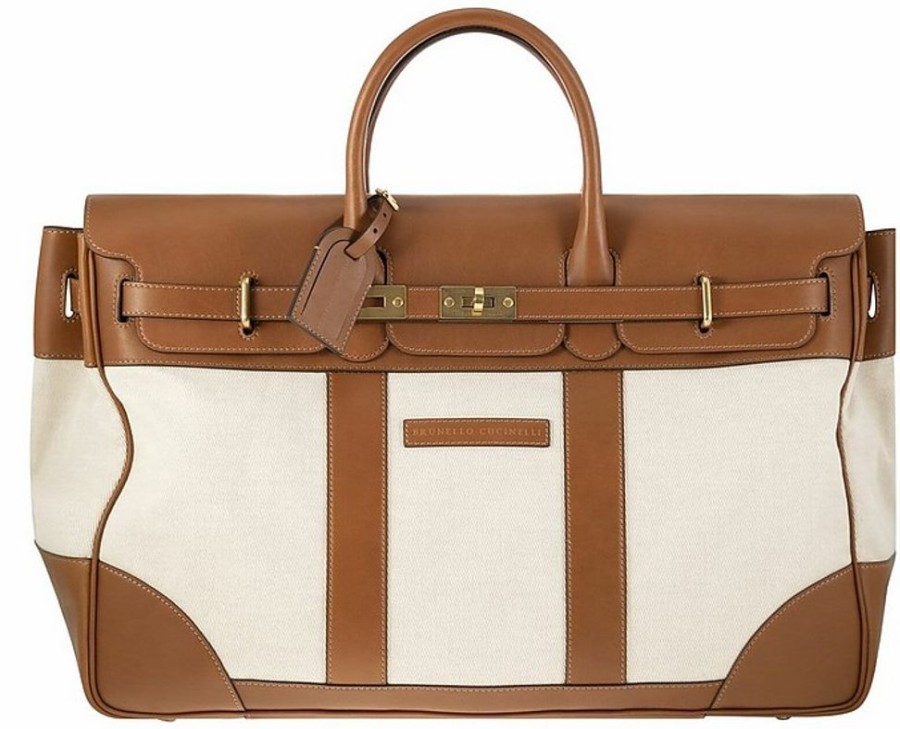 Borse Brunello Cucinelli Weekender | Country Bag In Leather And Fabric