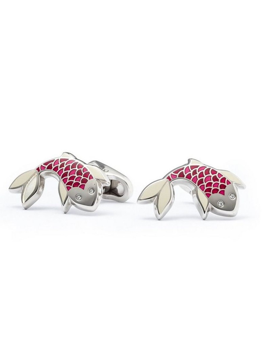 Gioielli Mon Art Gioielli Uomo | Enamel And Brass Men'S Carp Cufflinks