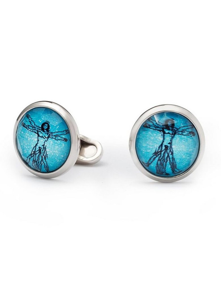 Gioielli Mon Art Gioielli Uomo | Brass And Crystal Homo Vitruvianus Cufflinks