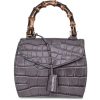 Borse Buti Exotics | Cocco Embossed Leather Mini Satchel W/Bamboo Handle