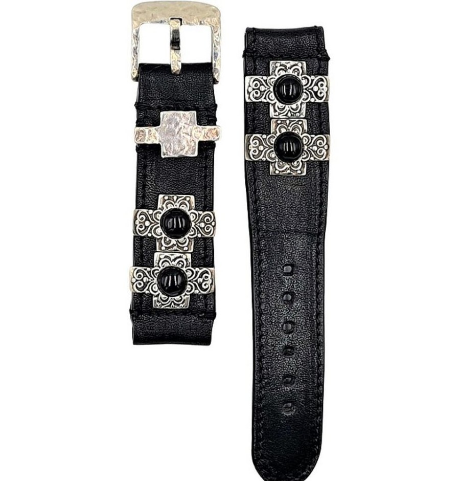 Gioielli Bulganeri Orologi Uomo | Giglio Men'S Watch With Leather Bracelet Onyx And Silver Studs.