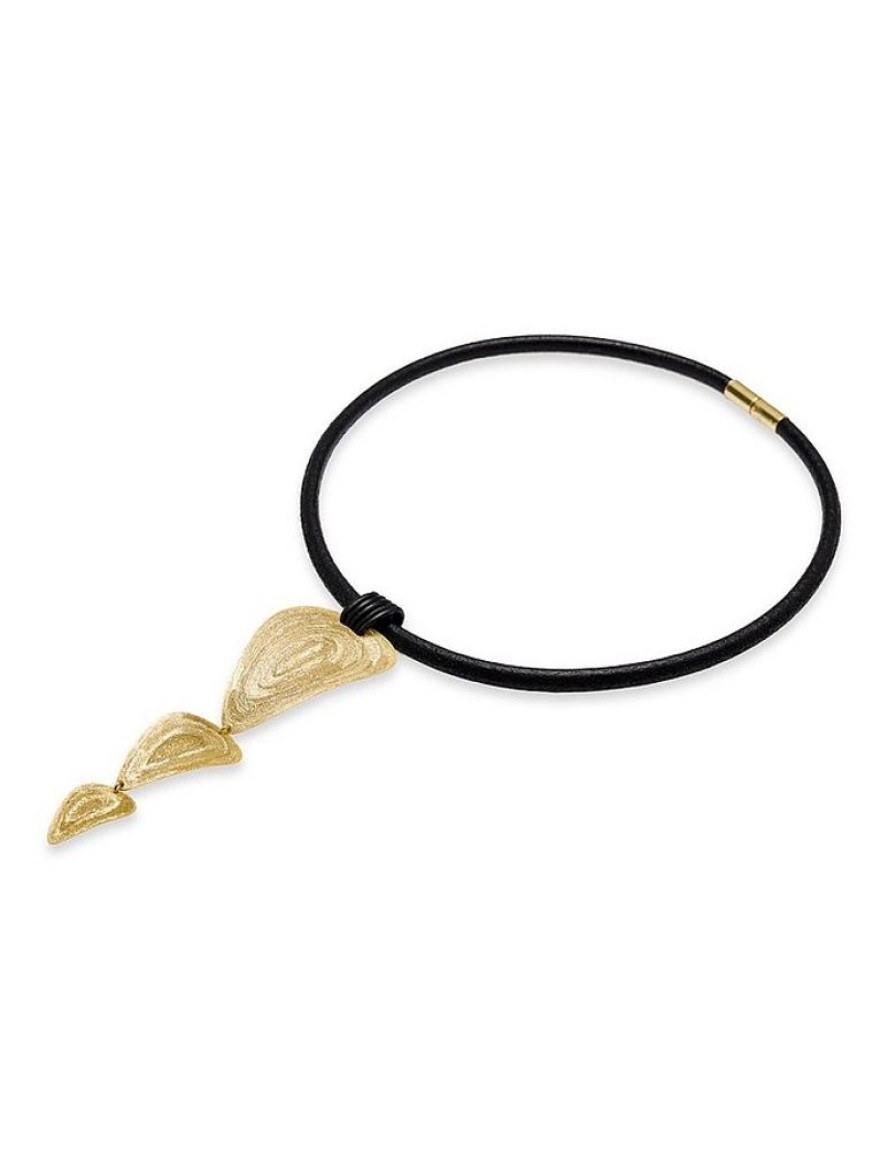 Gioielli Stefano Patriarchi Contemporary Jewelry | Etched Golden Silver Choker W/ 3 Drop Pendants