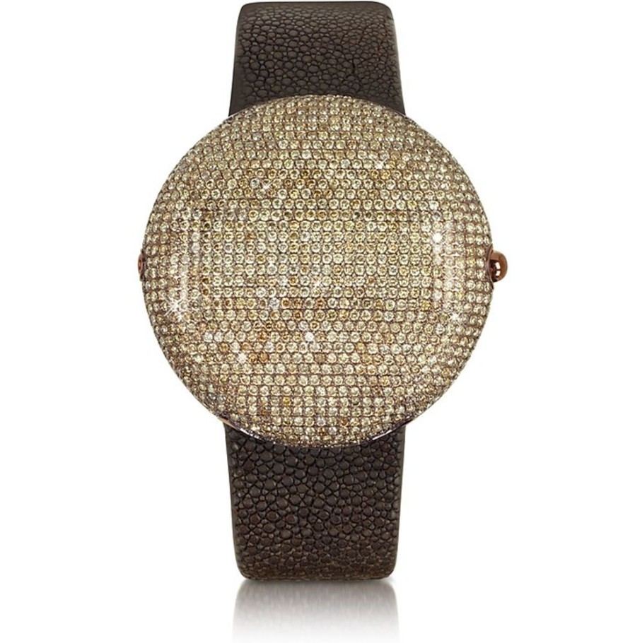 Gioielli Christian Koban Orologi Donna | Clou Dinner Watch Orologio In Acciaio E Diamanti Con Cinturino In Pelle Stingray