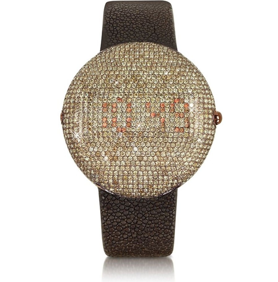 Gioielli Christian Koban Orologi Donna | Clou Dinner Watch Orologio In Acciaio E Diamanti Con Cinturino In Pelle Stingray