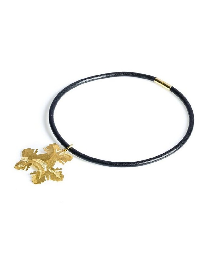 Gioielli Stefano Patriarchi Contemporary Jewelry | Ice Etched Golden Silver Necklace