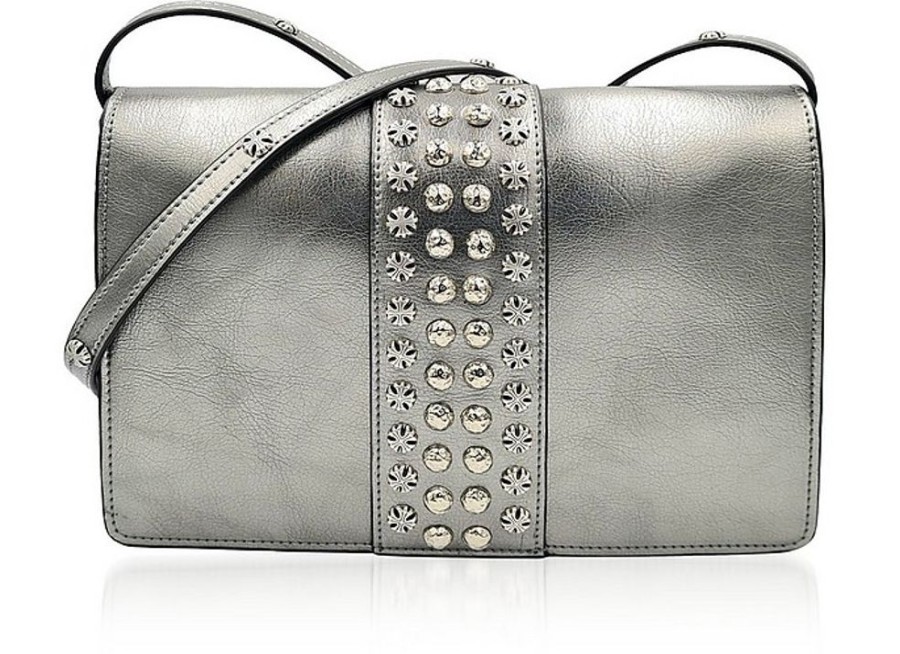 Borse Bulganeri A Spalla | Baldina Dark Silver Leather Shoulder Bag