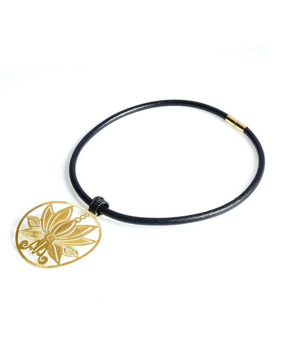 Gioielli Stefano Patriarchi Contemporary Jewelry | Etched Golden Silver Large Loto Choker