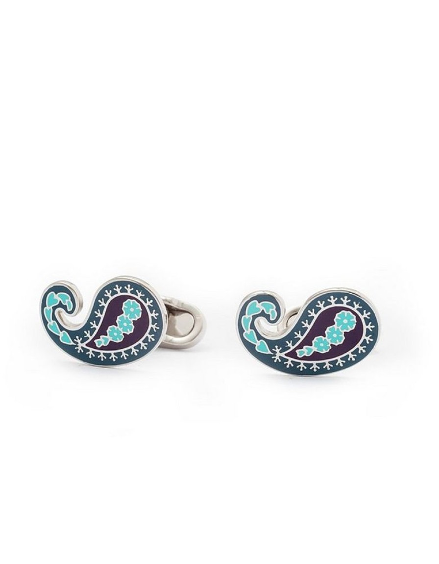 Gioielli Mon Art Gioielli Uomo | Paisley Enamel And Brass Men'S Cufflinks