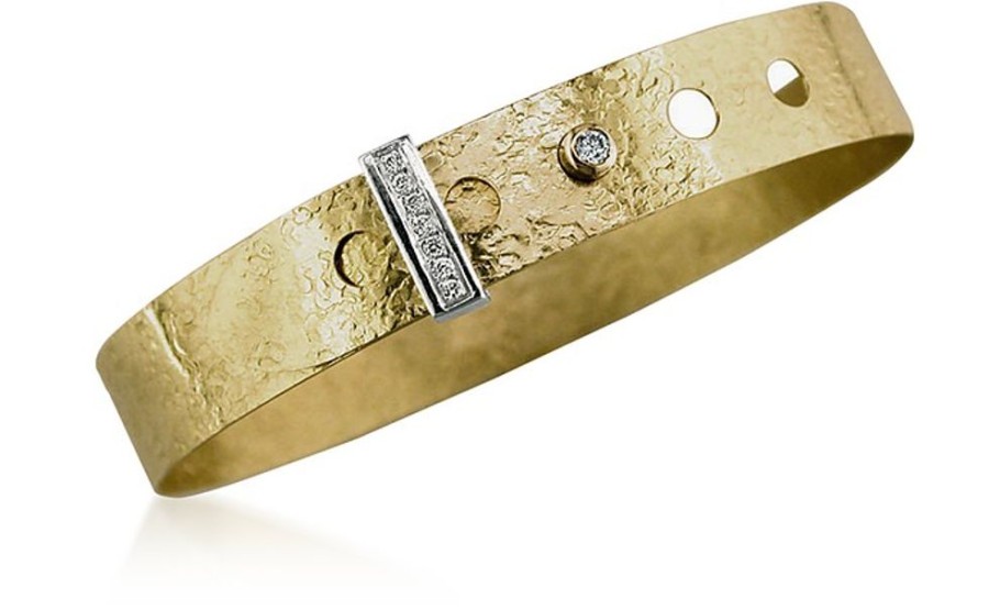 Gioielli Torrini Fine Jewelry | Chiseled Yellow Gold Bracelet With Diamond