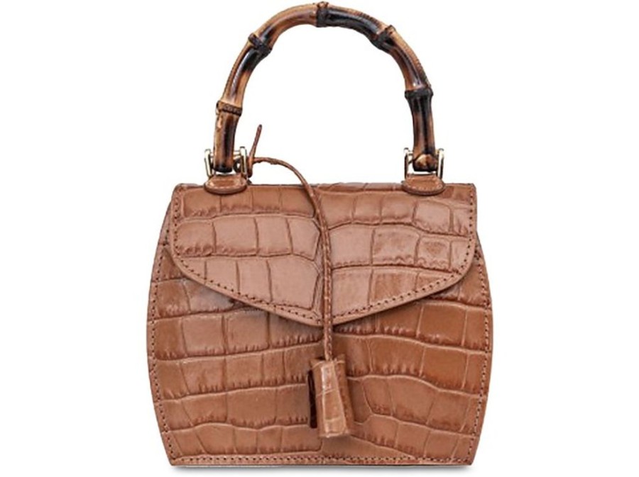 Borse Buti Exotics | Cocco Embossed Leather Mini Satchel W/Bamboo Handle