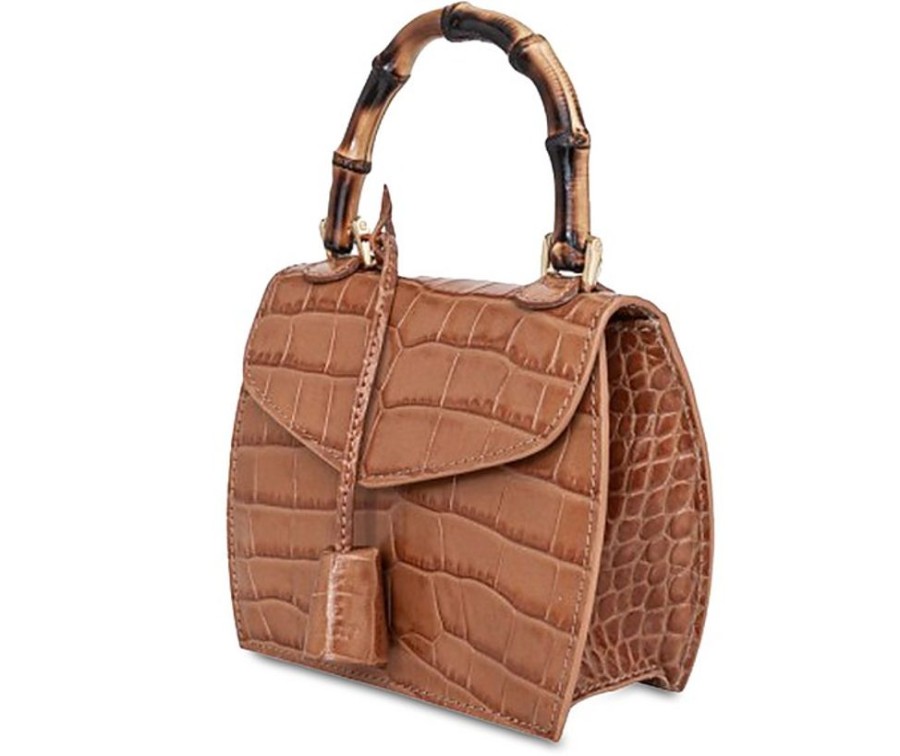 Borse Buti Exotics | Cocco Embossed Leather Mini Satchel W/Bamboo Handle